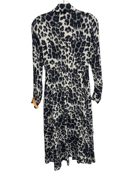Diane Von Furstenberg Size XXS Black, Gray, White Silk Long puff sleeve Dress Black, Gray, White / XXS
