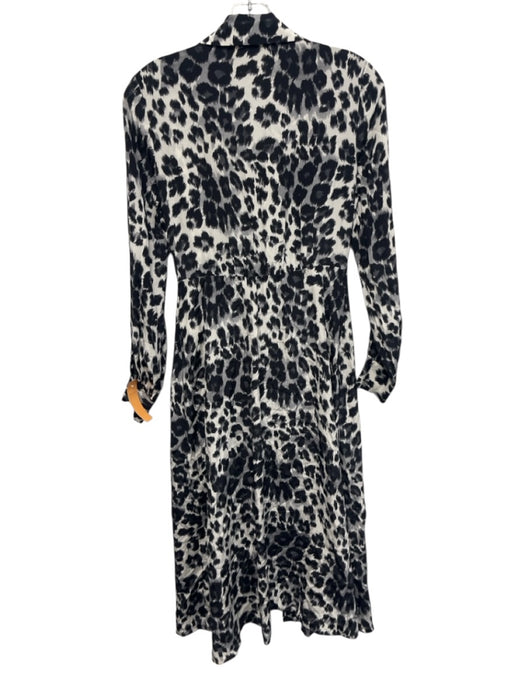 Diane Von Furstenberg Size XXS Black, Gray, White Silk Long puff sleeve Dress Black, Gray, White / XXS