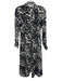 Diane Von Furstenberg Size XXS Black, Gray, White Silk Long puff sleeve Dress Black, Gray, White / XXS
