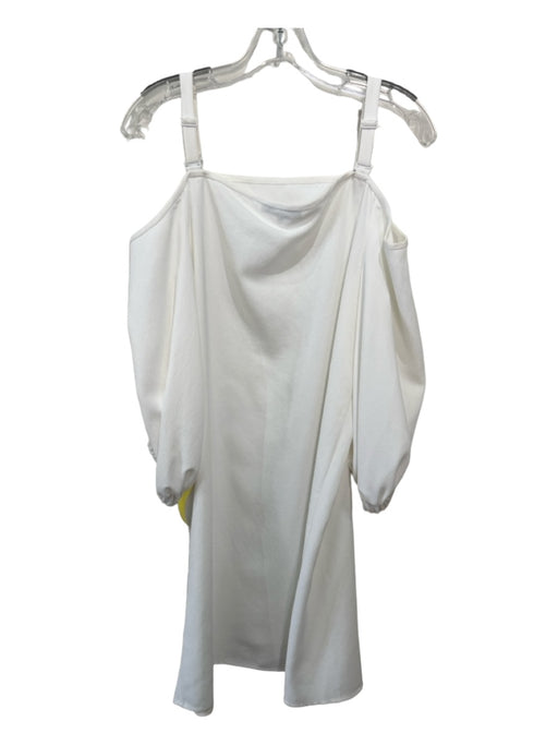 Tibi Size 6 White Polyester Adjustable Strap Off Shoulder Elastic sleeve Dress White / 6