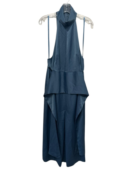 AQ/AQ Size 8 Slate Blue Polyester Satin Halter Key hole T Back Gown Slate Blue / 8