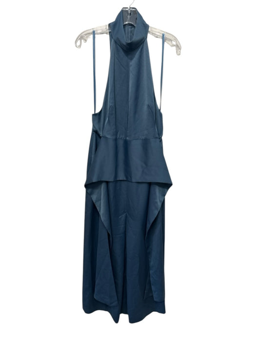 AQ/AQ Size 8 Slate Blue Polyester Satin Halter Key hole T Back Gown Slate Blue / 8
