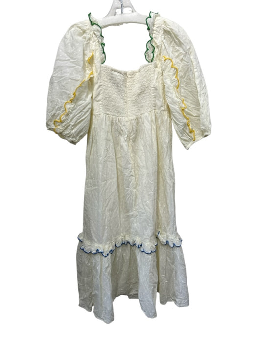 Farm Rio Size S Pastel Yellow, Green & Blue Cotton 1/2 Balloon Sleeve Dress Pastel Yellow, Green & Blue / S