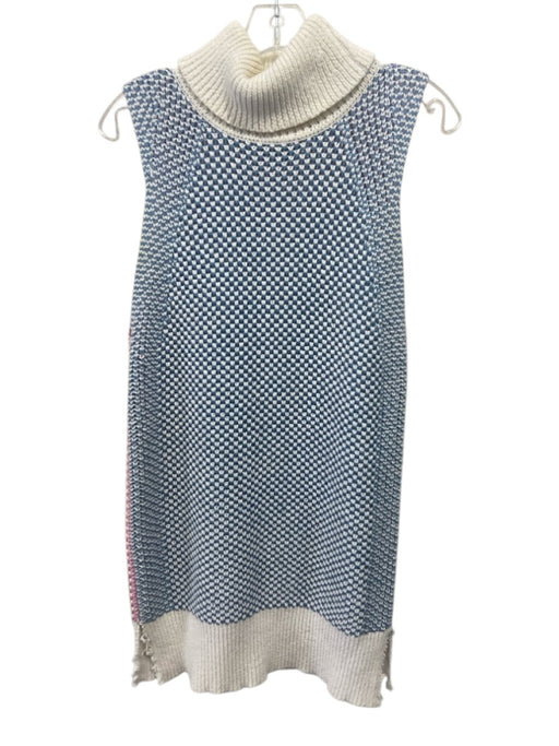 Raoul Size M Cream, Pink & Blue No Fabric Tag Crochet Knit Turtle Neck Sweater Cream, Pink & Blue / M