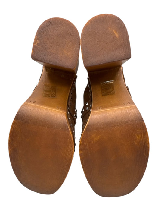 Anthropologie Shoe Size 38 Brown Suede Silver Studded Strap Clogs Brown / 38