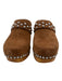 Anthropologie Shoe Size 38 Brown Suede Silver Studded Strap Clogs Brown / 38