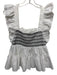 En Saison Size Medium White & Black Polyester Blend Ruffle Cap Sleeve Tiered Top White & Black / Medium