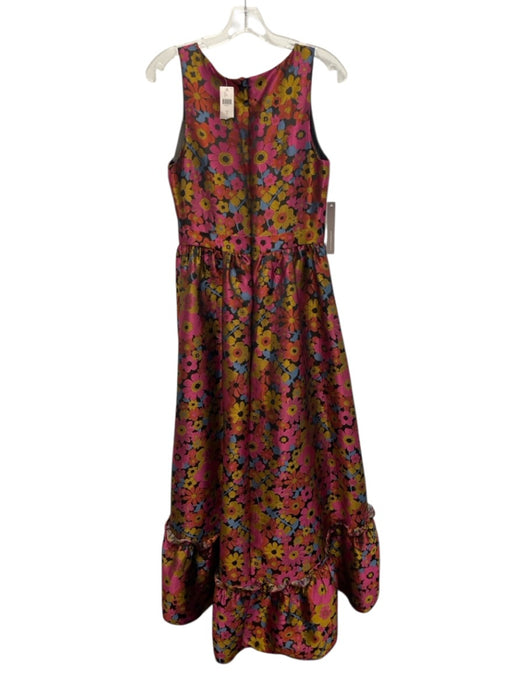 Hutch Size 6 Pink, Yellow, Orange Sleeveless Floral Jacquard V Neck Midi Dress Pink, Yellow, Orange / 6