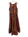 Hutch Size 6 Pink, Yellow, Orange Sleeveless Floral Jacquard V Neck Midi Dress Pink, Yellow, Orange / 6
