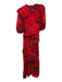 Farm Rio Size M Red, Yellow, Brown Viscose Short Puff Sleeve 1/4 Button Dress Red, Yellow, Brown / M