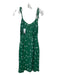 Reformation Size S Green & White Polyester Floral Tie Straps Back Zip Dress Green & White / S