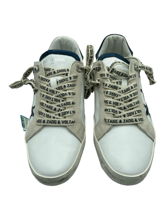 Zadig & Voltaire Shoe Size 39 White & Navy Leather round toe lace up Sneakers White & Navy / 39