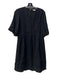 Whistles Size 6 Black Viscose round split neck Short Sleeve Back Zip Dress Black / 6