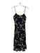 Whistles Size 6 Black, Yellow & White Print Viscose Spaghetti Strap Floral Dress Black, Yellow & White Print / 6