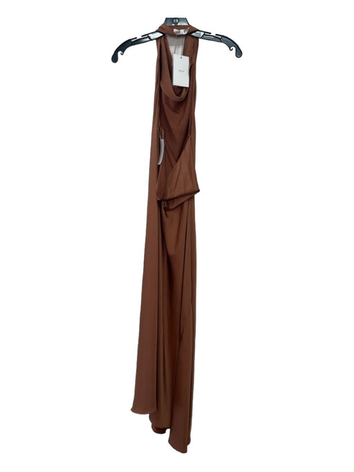 A.L.C. Size 6 Brown Polyester Halter Open Back Maxi Dress Brown / 6