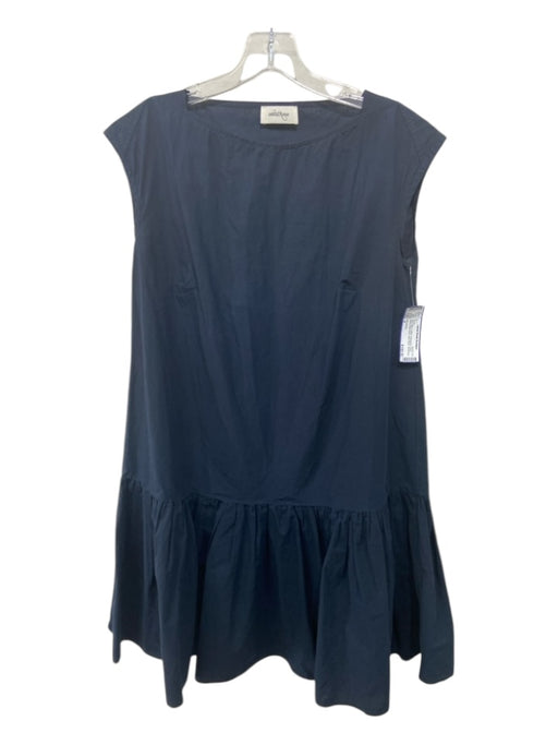 Ottod'Ame Size 4 Navy Blue Cotton Sleeveless Drop Waist Boat Neck Dress Navy Blue / 4
