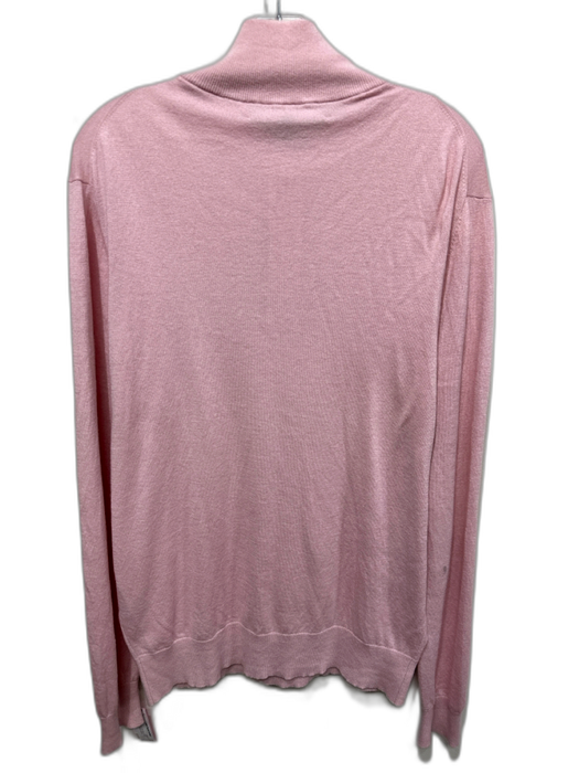Neiman Marcus Size L Pink Cashmere & Silk Blend Solid Quarter Zip Men's Sweater Pink / L