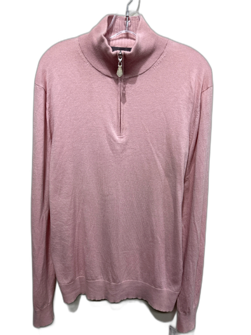 Neiman Marcus Size L Pink Cashmere & Silk Blend Solid Quarter Zip Men's Sweater Pink / L
