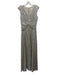 Eliza J Size 4 Champagne & Silver Polyester Shoulder Pad V Neck Back Zip Gown Champagne & Silver / 4