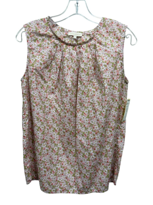 Ann Mashburn Size S Pink & Multi Cotton Sleeveless Floral pleats Top Pink & Multi / S