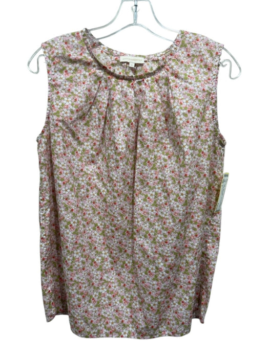 Ann Mashburn Size S Pink & Multi Cotton Sleeveless Floral pleats Top Pink & Multi / S