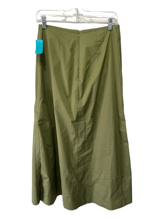 Johanna Ortiz Size 6 Green Cotton Blend Button Detail Back Zip Pleated Skirt Green / 6