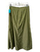 Johanna Ortiz Size 6 Green Cotton Blend Button Detail Back Zip Pleated Skirt Green / 6