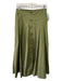 Johanna Ortiz Size 6 Green Cotton Blend Button Detail Back Zip Pleated Skirt Green / 6