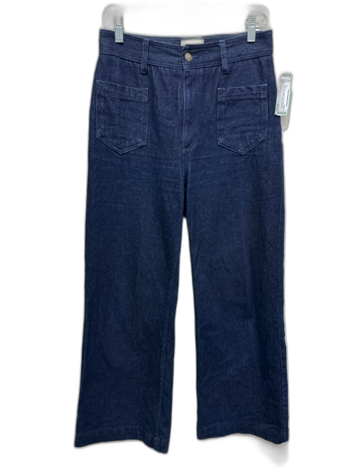 Sezane Size 38 / M Dark Wash Cotton Denim High Rise Wide Leg Patch Pocket Jeans Dark Wash / 38 / M