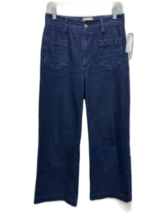 Sezane Size 38 / M Dark Wash Cotton Denim High Rise Wide Leg Patch Pocket Jeans Dark Wash / 38 / M