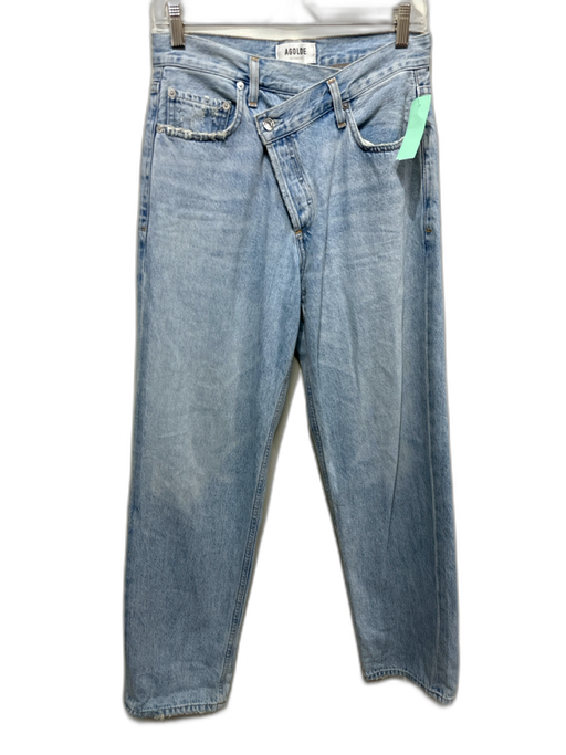 Agolde Size 25 Light Wash Cotton Denim High Rise Button Fly Wide Leg Jeans Light Wash / 25