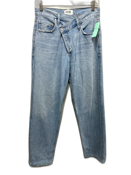 Agolde Size 25 Light Wash Cotton Denim High Rise Button Fly Wide Leg Jeans Light Wash / 25