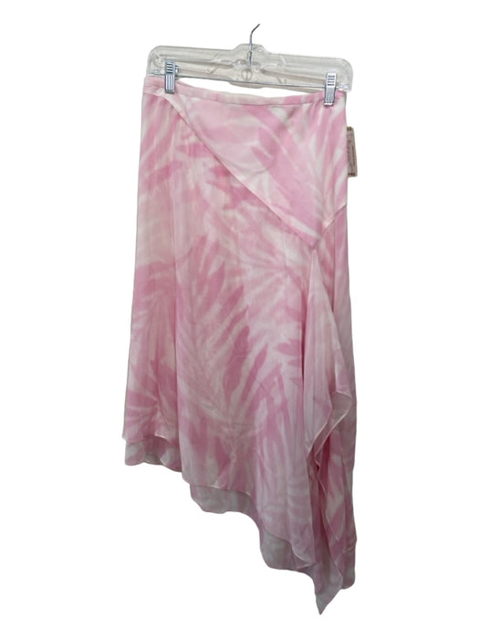 Michael Kors Collection Size 8 Pink & White Silk Tie Dye Draped Asymmetric Skirt Pink & White / 8