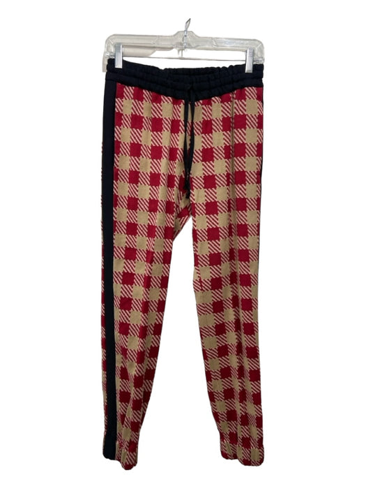 Dries Van Noten Size 38/S Red, Beige, Black Cotton Checkered Jogger Pants Red, Beige, Black / 38/S