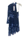 Parker Size 8 Blue & Navy Nylon Blend Floral Lace Overlay One Shoulder Dress Blue & Navy / 8
