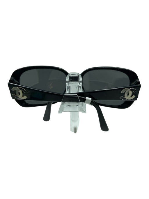 Chanel Black Acetate Square Round Lens Interlocking CC Sunglasses Black