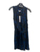 Parker Size M Black & Blue Polyester V Neck Abstract Sleeveless Sheer Dress Black & Blue / M