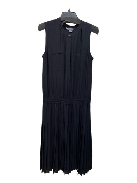 Vince Size L Black Sleeveless 1/2 Button Pleated Elastic Drawstring Waist Dress Black / L