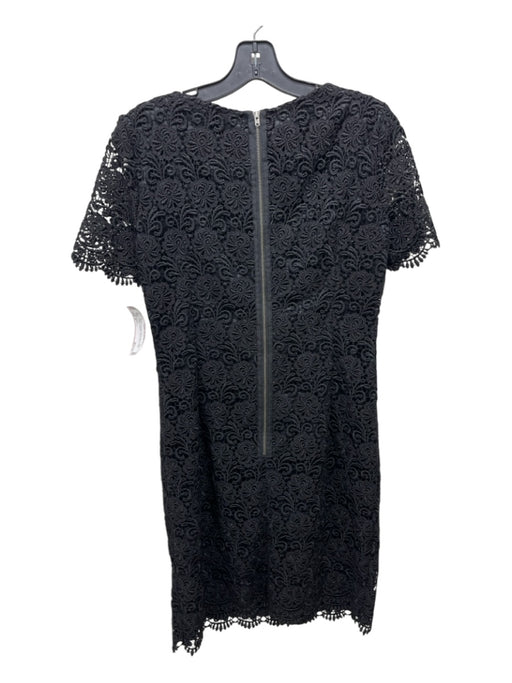 Reiss Size 6 Black Polyester Floral Lace Overlay Princess Seams Round Neck Dress Black / 6