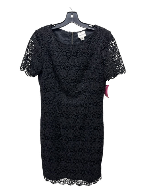 Reiss Size 6 Black Polyester Floral Lace Overlay Princess Seams Round Neck Dress Black / 6