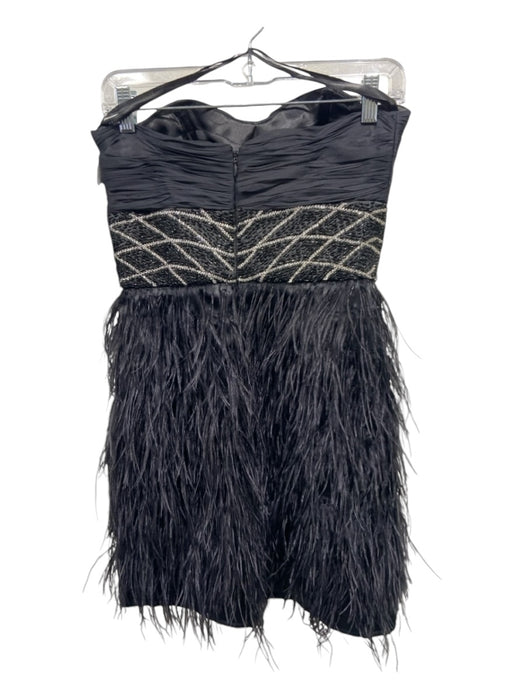 Interlude Size 6 Black & Silver Polyester Strapless Beaded Leather Detail Dress Black & Silver / 6