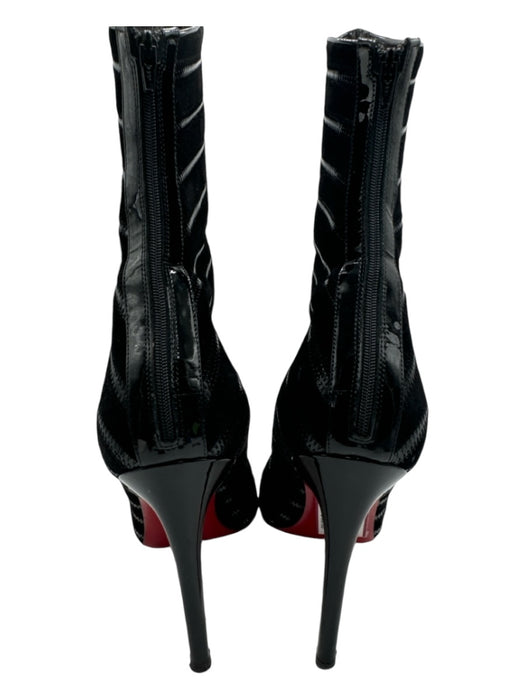 Christian Louboutin Shoe Size 39.5 Black Suede & Patent Leather Stiletto Booties Black / 39.5