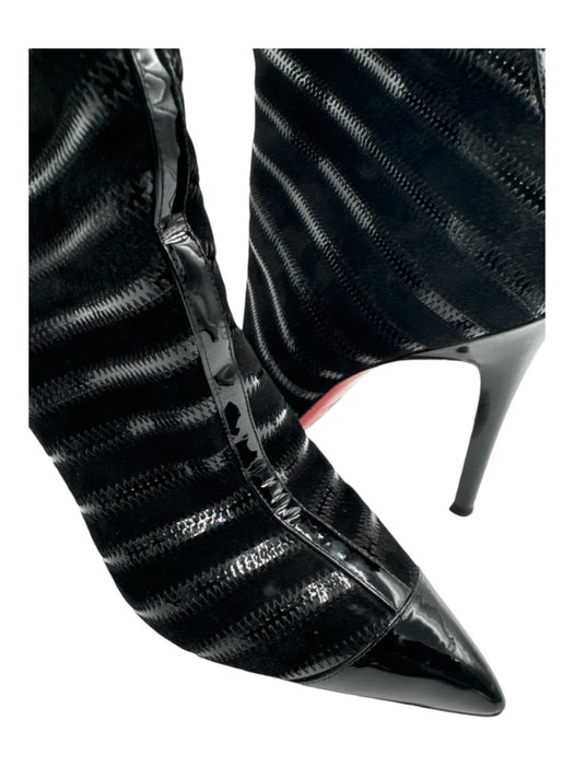 Christian Louboutin Shoe Size 39.5 Black Suede & Patent Leather Stiletto Booties Black / 39.5