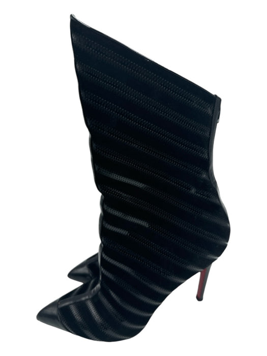 Christian Louboutin Shoe Size 39.5 Black Suede & Patent Leather Stiletto Booties Black / 39.5