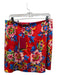 Carolina Herrera Size 12 Red, Blue, Multi Cotton Pixelated Floral Zip Mini Skirt Red, Blue, Multi / 12