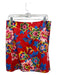 Carolina Herrera Size 12 Red, Blue, Multi Cotton Pixelated Floral Zip Mini Skirt Red, Blue, Multi / 12