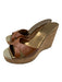 Jimmy Choo Shoe Size 38.5 Brown & Beige Leather & Cork Open Toe & Heel Wedges Brown & Beige / 38.5