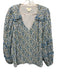 Maeve Size M White, Blue & Green Polyester Abstract Floral Long Sleeve Top White, Blue & Green / M