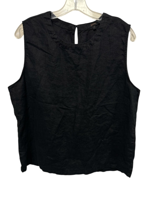 Quince Size L Black Linen Sleeveless Crew Neck Boxy Keyhole Back Top Black / L