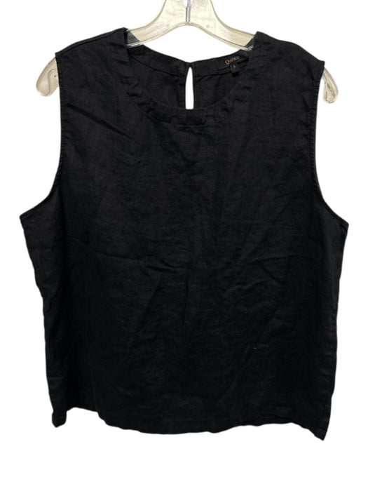 Quince Size L Black Linen Sleeveless Crew Neck Boxy Keyhole Back Top Black / L